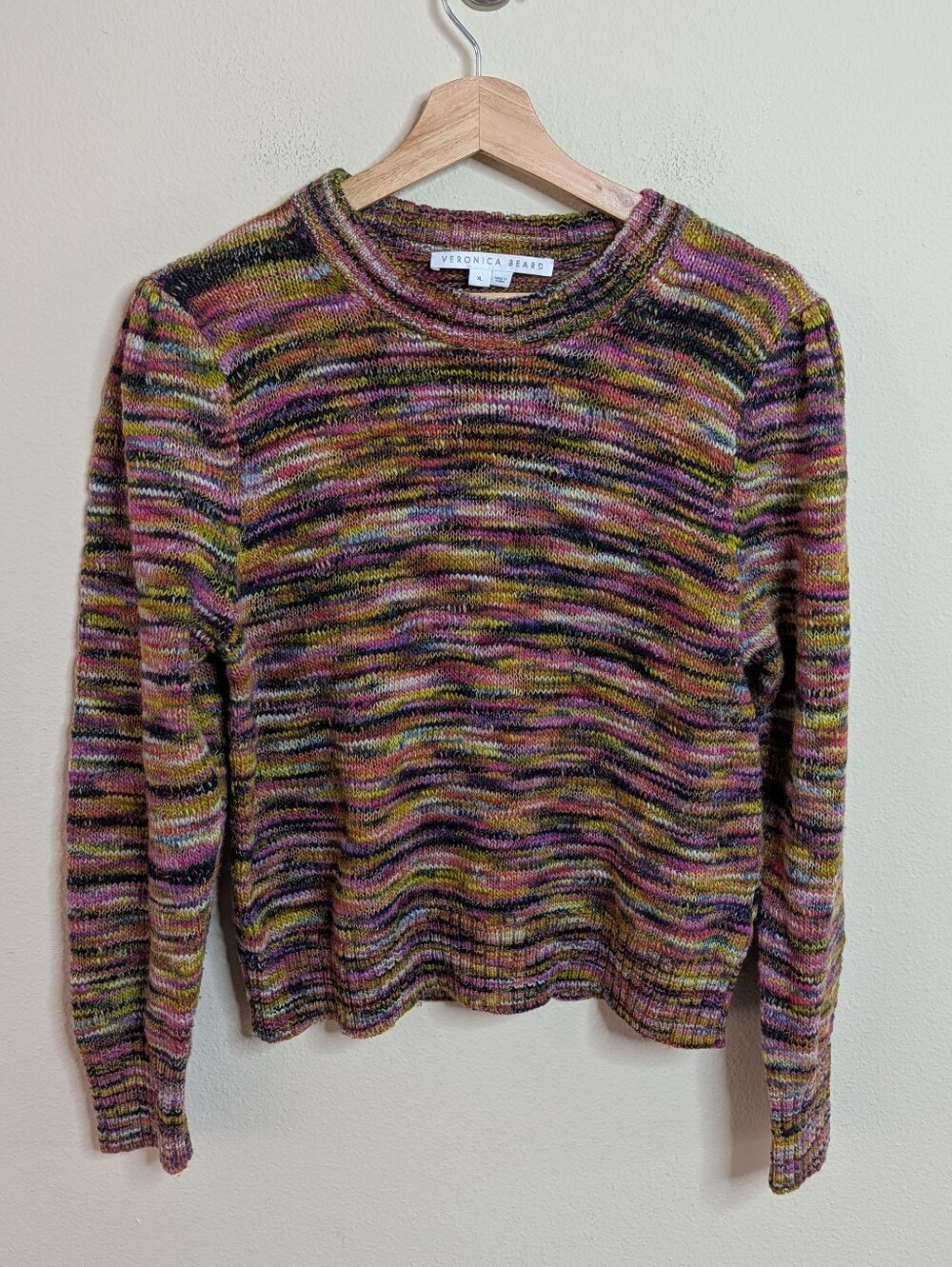 Veronica Beard Space Dye Sweater Multicolor Merino Wool Blend XL